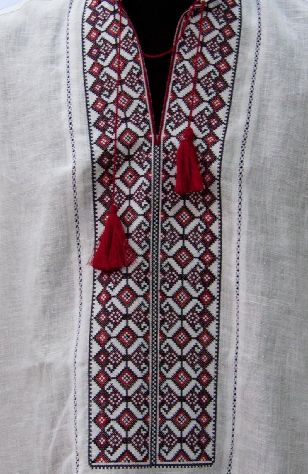 Size S! Traditional Ukrainian Folk Men's Linen Embroidered Shirt with Short Sleeves