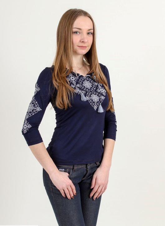 Sizes S-4XL. Blue Embroidered Boho Tee - Women's Ukrainian Shirt - Folk Ethnic Peasant Top