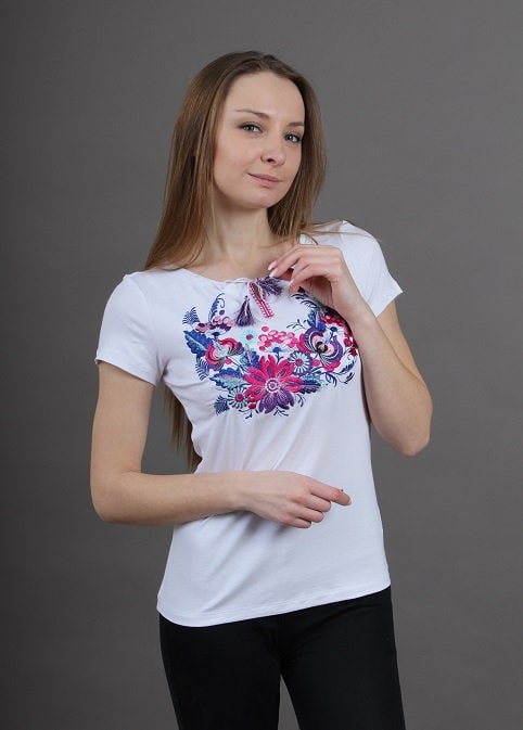 Sizes S-4XL. Festive Women's Tee - Ukrainian Vyshyvanka T-Shirt - White Ethnic Women's Blouse - Mexican Boho Top