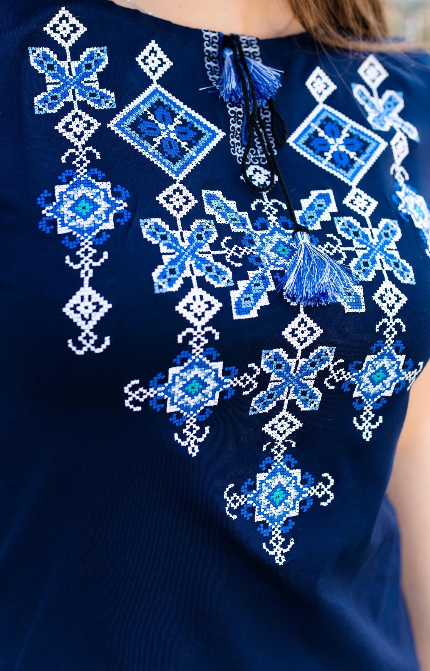 Sizes S-4XL. Authentic Ukrainian Handmade Shirt. Blue Embroidered Boho Blouse. Folk Style Tee. Ethnic Fashion Slavic Embroidery. Gift for Her Top