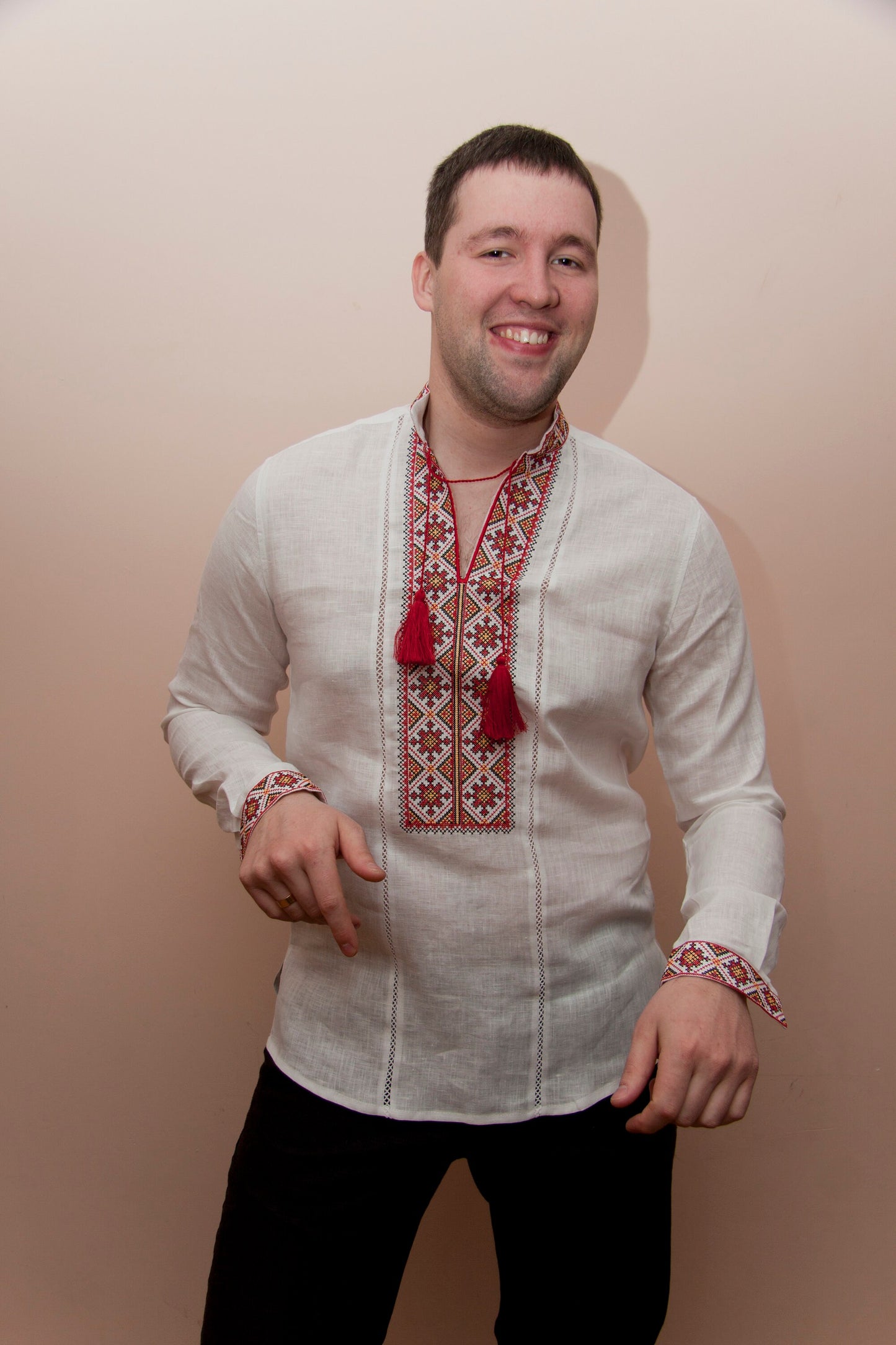 Size M! Embroidered Men's Vyshyvanka - Ukrainian Ethnic Shirt with Traditional Embroidery