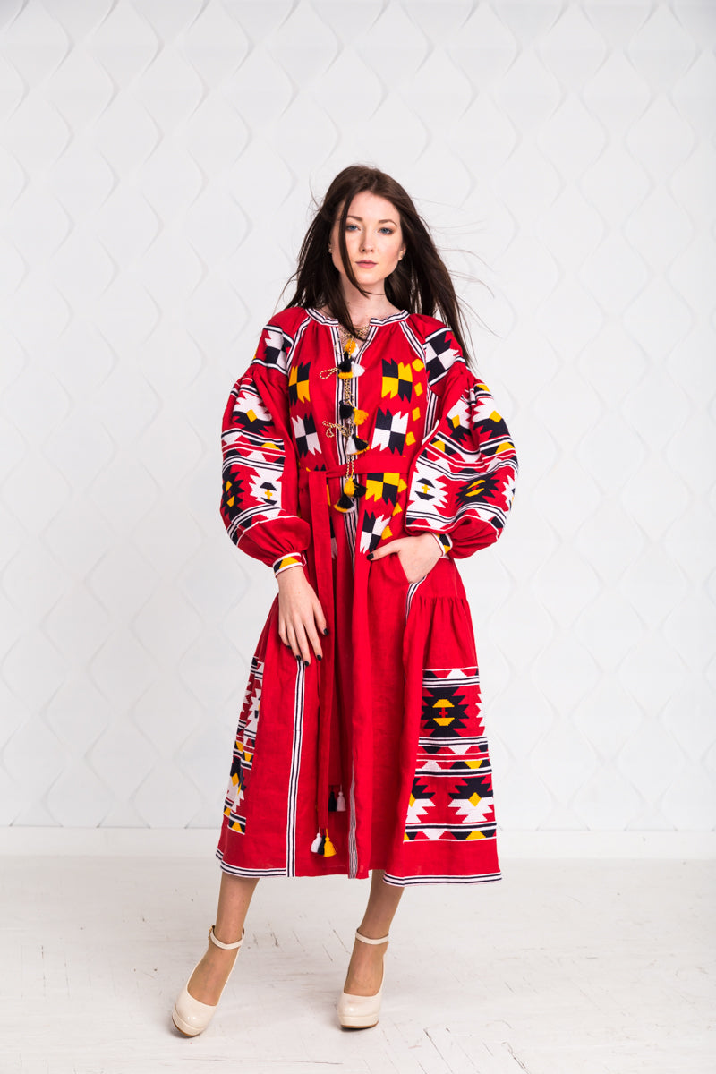 Linen embroidered dresses