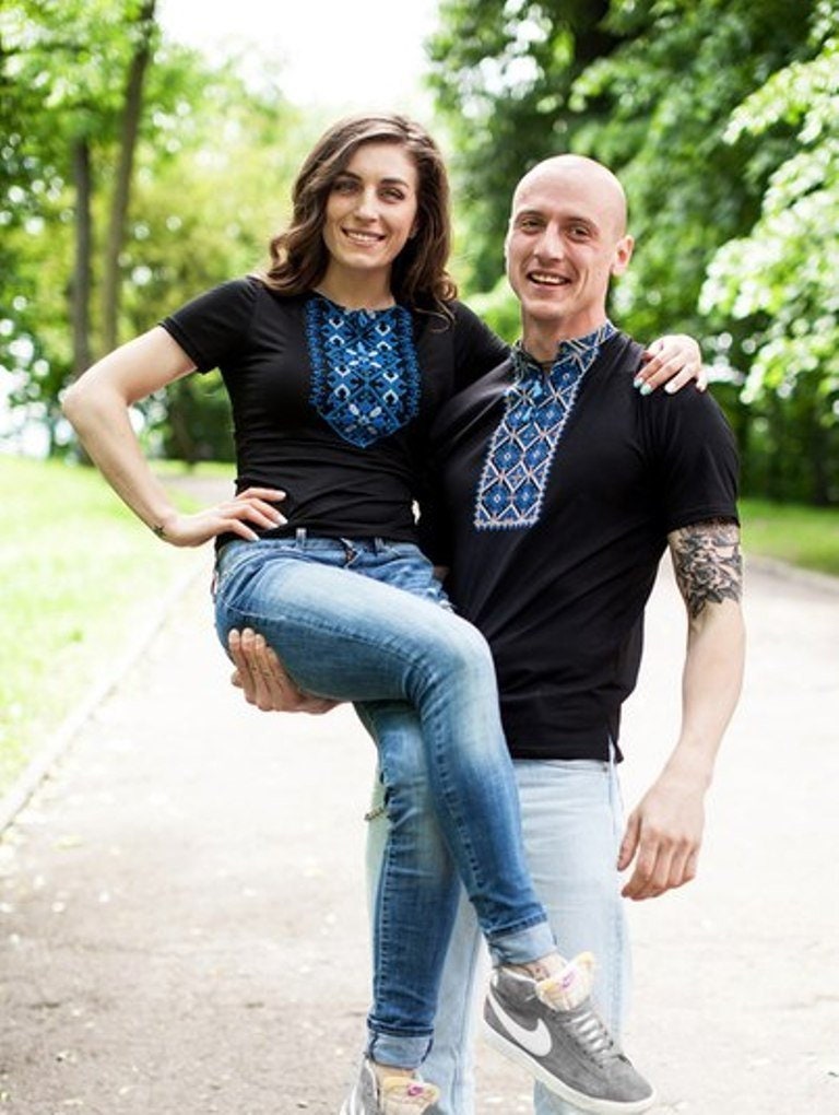 Sizes M-5XL. Black Boho Top. Vyshyvanka T-Shirt. Ukrainian Embroidered Top. Blue Ornament Shirt. Anniversary Gift Top. Polish Folk Tee. Mexican Blouse