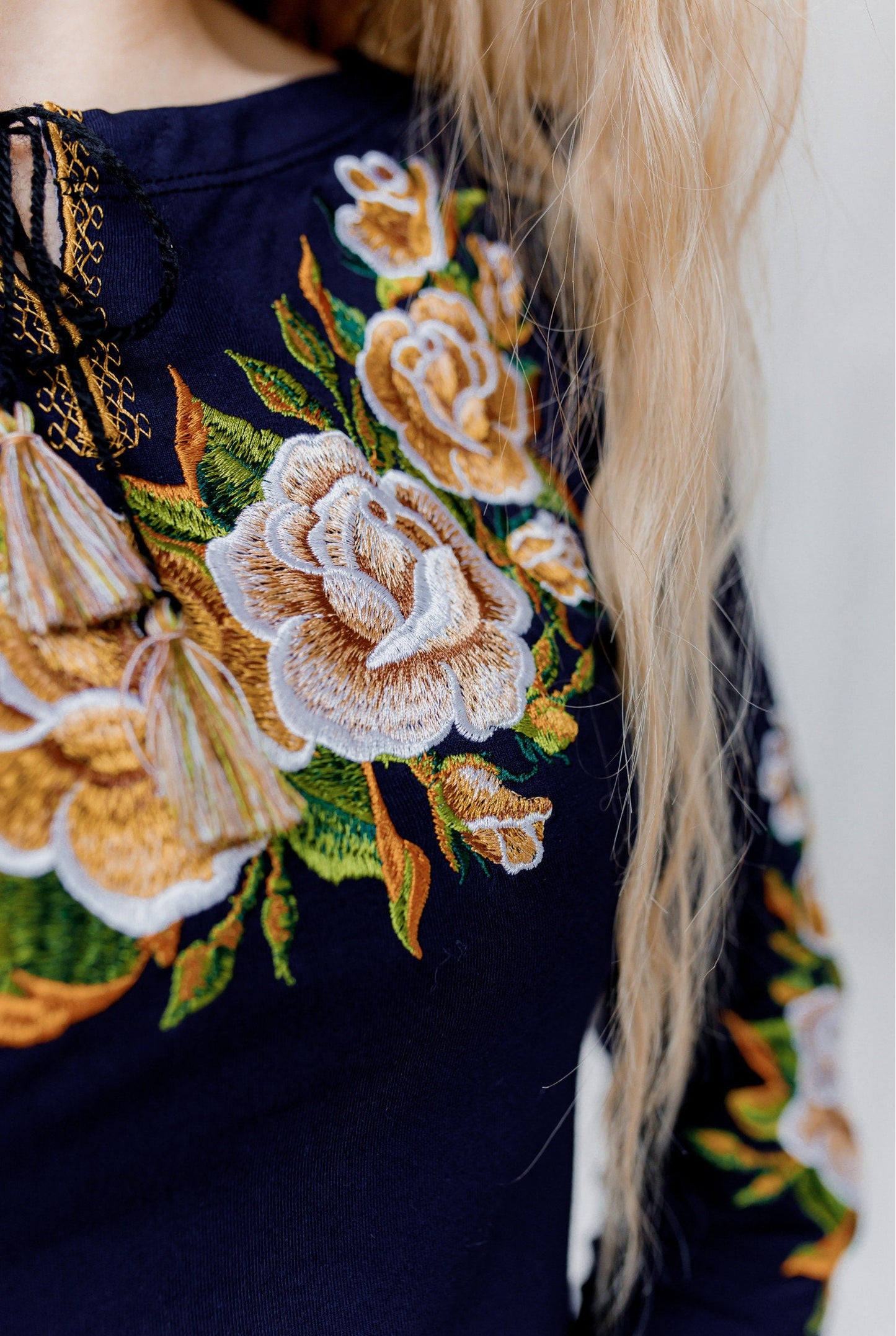 Sizes S-XXL. Navy Embroidered Mexican Blouse. Ethnic Boho Top. Artisanal Folk Blouse. Mexican Fiesta Shirt. Traditional Vyshyvanka. Botanical Tee