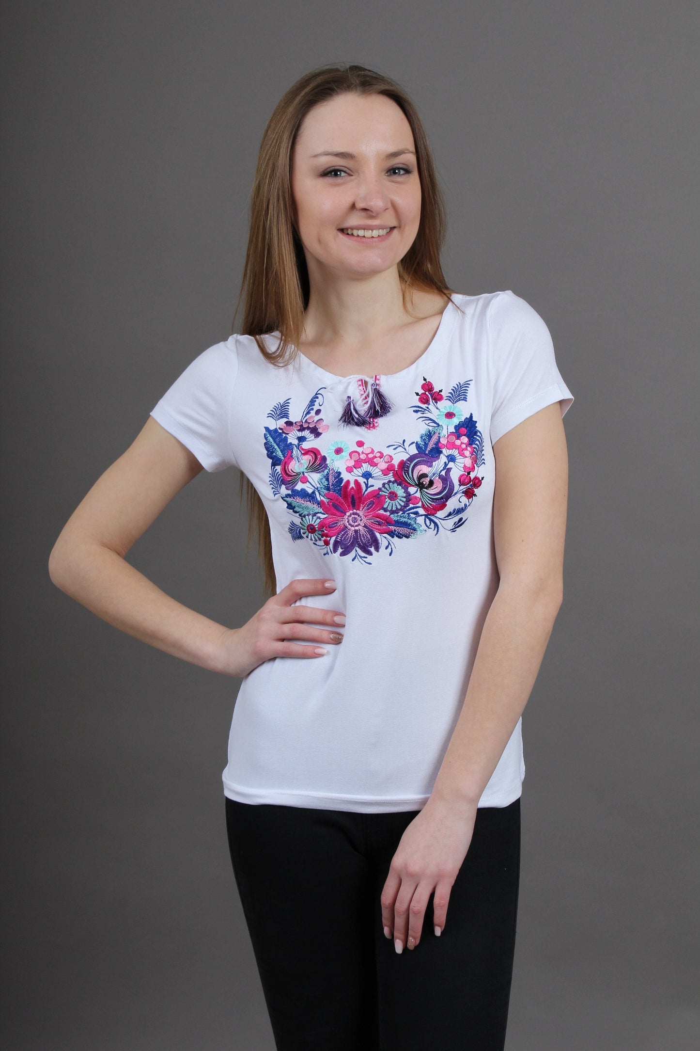 Sizes S-4XL. Festive Women's Tee - Ukrainian Vyshyvanka T-Shirt - White Ethnic Women's Blouse - Mexican Boho Top