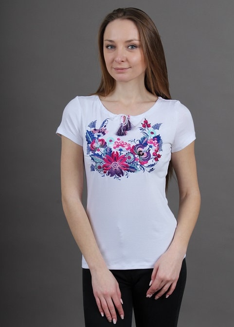 Sizes S-4XL. Festive Women's Tee - Ukrainian Vyshyvanka T-Shirt - White Ethnic Women's Blouse - Mexican Boho Top