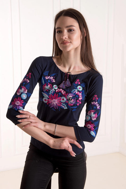 Sizes S-4XL. Gorgeous Embroidered T-Shirt - Stylish Botanical Floral Boho Top - Mexican Bohemian Tee