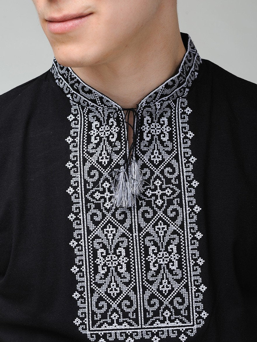 Sizes S-L,XXL,3XL. Men's Black Ukrainian Embroidered T-Shirt – Modern Slavic Heritage Wear