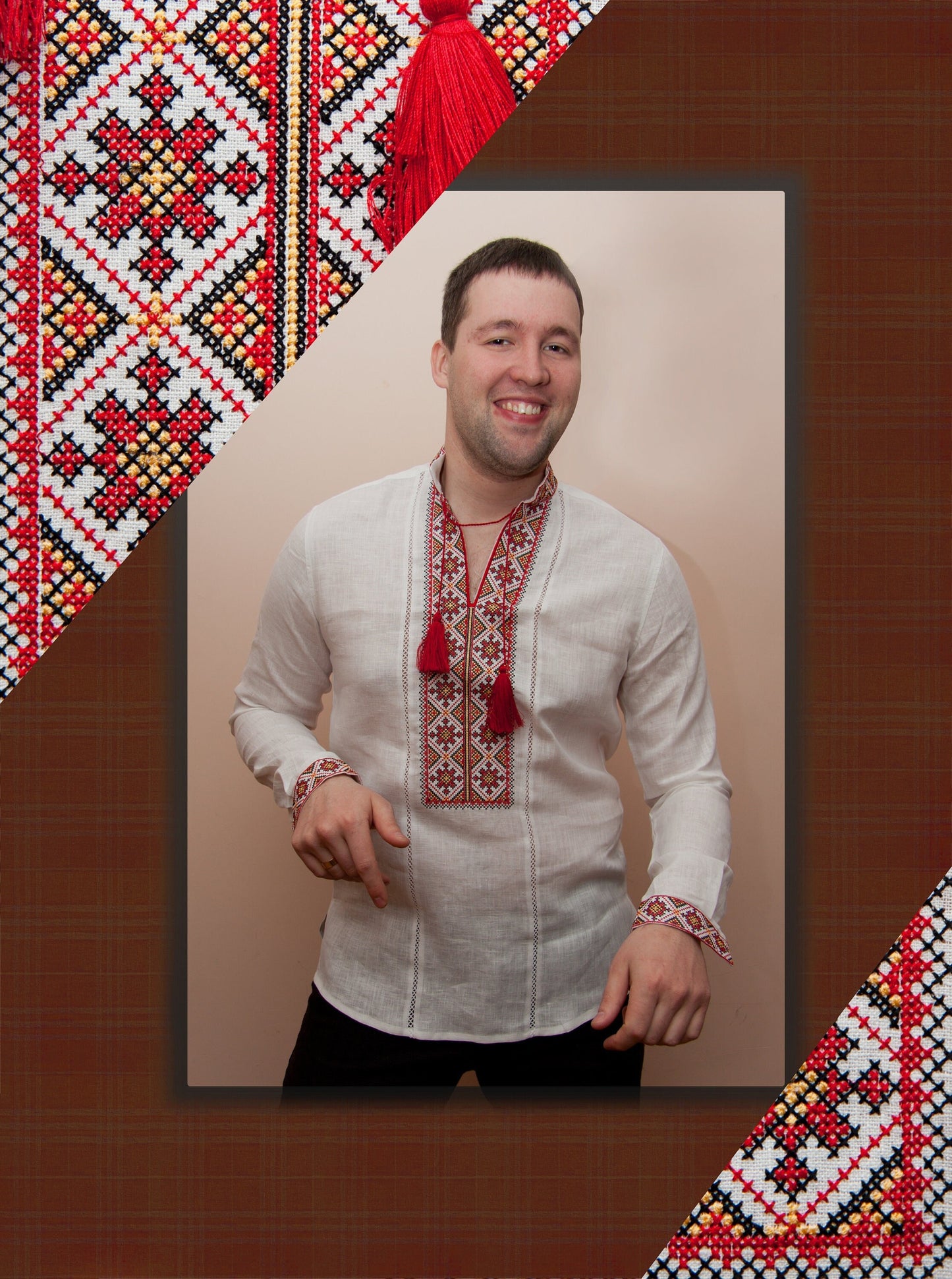 Size M! Embroidered Men's Vyshyvanka - Ukrainian Ethnic Shirt with Traditional Embroidery