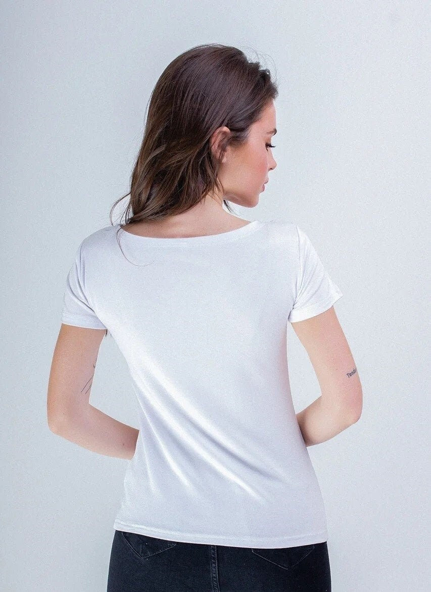 S,L-4XL. White Hippie Botanical Tee - White T-Shirt with Vibrant Folk Embroidery