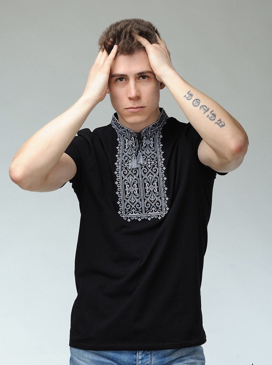 Sizes S-L,XXL,3XL. Men's Black Ukrainian Embroidered T-Shirt – Modern Slavic Heritage Wear