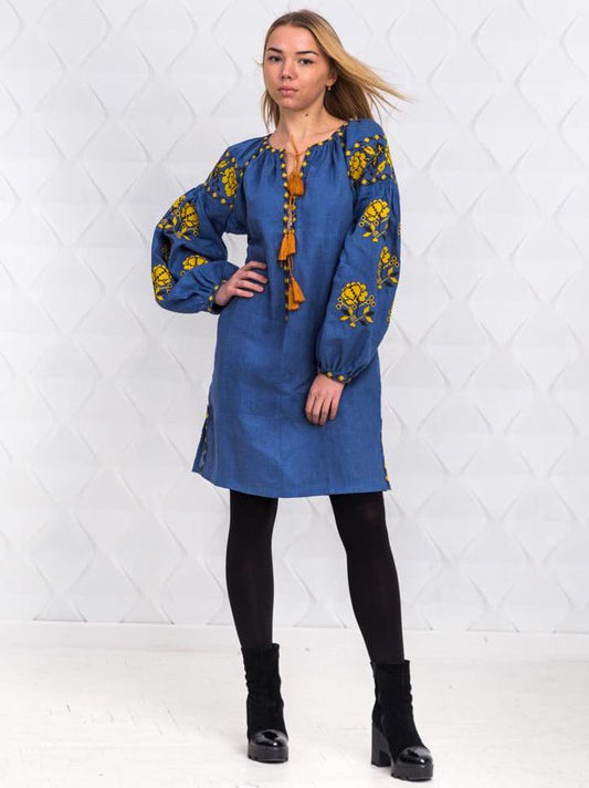 Size 6US! Bohemian Floral Embroidered Tunic – Ukrainian & Mexican Inspired with Colorful Floral Design and Tassels
