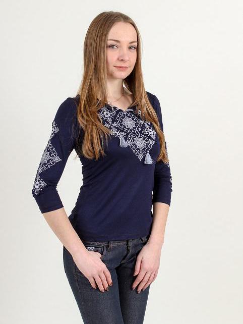 Sizes S-4XL. Blue Embroidered Boho Tee - Women's Ukrainian Shirt - Folk Ethnic Peasant Top