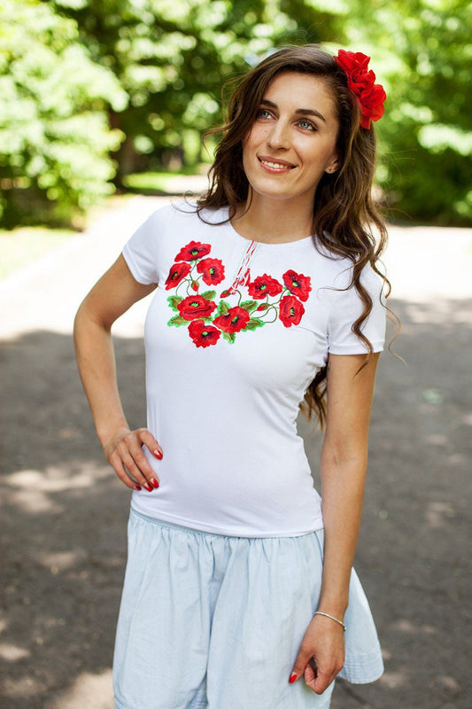 Sizes S-5XL. White Embroidered T-Shirt. Ukrainian Vyshyvanka Top. Bohemian Ethnic Shirt. Boho Peasant Blouse. Traditional Ukraine Sorochka Tee